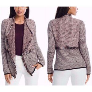 WHBM White House Black Market Womens Cardigan Sweater L Large Fringe Knit